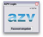 AZV login screen